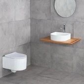 E-W1005MB Tezgah Üstü Lavabo Mat Beyaz thumbnail 4