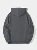 Erkek Düz Kapüşonlu Sweat - Füme thumbnail 1