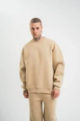Uzun Kol Bisiklet Yaka Basic SweatShirt - Bej thumbnail 1