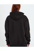 Baskılı Kapüşonlu Sweatshirt - Siyah thumbnail 3