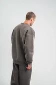 Uzun Kol Bisiklet Yaka Basic SweatShirt - Füme thumbnail 2