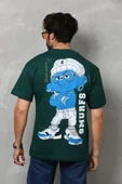 Unisex Basic Bisiklet Yaka Oversize T-Shirt - Yeşil thumbnail 3