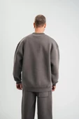 Uzun Kol Bisiklet Yaka Basic SweatShirt - Füme thumbnail 4
