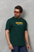 Unisex Basic Bisiklet Yaka Oversize T-Shirt - Yeşil thumbnail 2