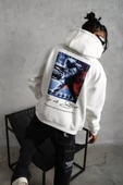 Erkek Astronot Baskılı Kapüşonlu Sweat - Beyaz thumbnail 4