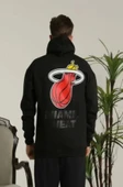 Unisex Kapşonlu Baskılı Sweetshirt - Siyah thumbnail 1