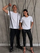 Unisex Kısa Kollu Bisiklet Yaka Basic Viskon Bluz thumbnail 3