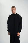 Uzun Kol Bisiklet Yaka Basic SweatShirt - Siyah thumbnail 4