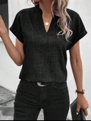 Kadın Kısa Kollu Hakim Yaka Sofya Bluz thumbnail 2