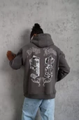 Erkek 98 Baskılı Kapşonlu Sweat - Gri thumbnail 1