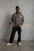 Erkek SCHOOL BOY Baskılı Kapüşonlu Sweat - Gri thumbnail 4