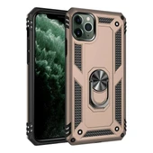 Apple İphone 11 Pro Max Kılıf Sofya Yüzüklü Silikon Kapak - Gold thumbnail 6