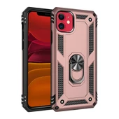 Apple İphone 11 Kılıf Sofya Yüzüklü Silikon Kapak - Rose thumbnail 4