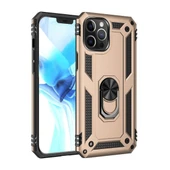 Apple İphone 12 Pro Max Kılıf Sofya Yüzüklü Silikon Kapak - Gold thumbnail 4