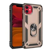 Apple İphone 11 Kılıf Sofya Yüzüklü Silikon Kapak - Gold thumbnail 4