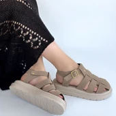 Tenra Bej Süet Kemerli Sandalet thumbnail 4