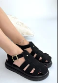Tenra Siyah Süet Kemerli Sandalet thumbnail 1