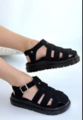 Tenra Siyah Süet Kemerli Sandalet thumbnail 3