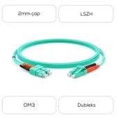 Alfafonet SC/PC-LC/PC Multimode OM3 Dupleks 2 Metre Fiber Patch Cord thumbnail 4
