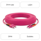 Alfafonet SC/PC-LC/PC Multimode OM4 Dupleks 3 Metre Fiber Patch Cord thumbnail 4