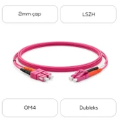 Alfafonet SC/PC-LC/PC Multimode OM4 Dupleks 1 Metre Fiber Patch Cord thumbnail 4