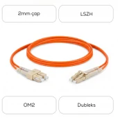Alfafonet SC/PC-LC/PC Multimode OM2 Dupleks 1 Metre Fiber Patch Cord thumbnail 4