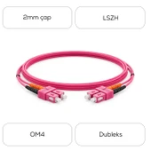 Alfafonet SC/PC-SC/PC Multimode OM4 Dupleks 2 Metre Fiber Patch Cord thumbnail 4