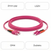Alfafonet SC/PC-LC/PC Multimode OM4 Dupleks 2 Metre Fiber Patch Cord thumbnail 4