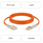 Alfafonet SC/PC-LC/PC Multimode OM2 Dupleks 5 Metre Fiber Patch Cord thumbnail 4