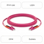 Alfafonet LC/PC-LC/PC Multimode OM4 Dupleks 2 Metre Fiber Patch Cord thumbnail 4
