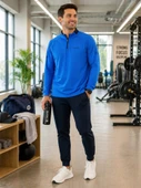Erkek Mavi Antrenman Sweatshirt thumbnail 1