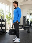 Erkek Mavi Spor Sweatshirt thumbnail 2