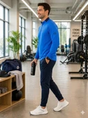 Erkek Mavi Antrenman Sweatshirt thumbnail 2