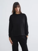 LCW Vision Siyah Soft Touch Oversize Kadın Sweatshirt thumbnail 2