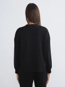 LCW Vision Siyah Soft Touch Oversize Kadın Sweatshirt thumbnail 5