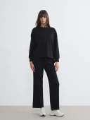 LCW Vision Siyah Soft Touch Oversize Kadın Sweatshirt thumbnail 3
