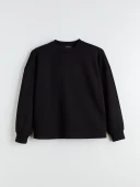 LCW Vision Siyah Soft Touch Oversize Kadın Sweatshirt thumbnail 6