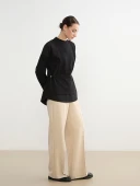 LCW Modest Siyah Soft Touch Oversize Kadın Sweatshirt Tunik thumbnail 3
