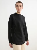 LCW Modest Siyah Soft Touch Oversize Kadın Sweatshirt Tunik thumbnail 1