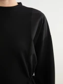 LCW Modest Siyah Soft Touch Oversize Kadın Sweatshirt Tunik thumbnail 4