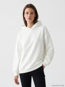 LCW Modest Beyaz Kapüşonlu Kadın Sweatshirt Tunik thumbnail 1