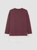 LCW EVERYDAY Mürdüm Soft Touch Oversize Kadın Sweatshirt Tunik thumbnail 2