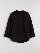 LCW Modest Siyah Soft Touch Oversize Kadın Sweatshirt Tunik thumbnail 7