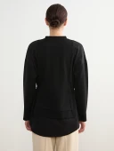 LCW Modest Siyah Soft Touch Oversize Kadın Sweatshirt Tunik thumbnail 5