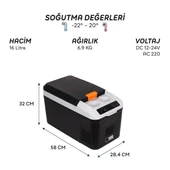 IcePeak Rega Kompresörlü Buzdolabı 16 Litre thumbnail 8