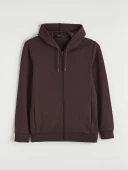 LCWAIKIKI Basic Mürdüm Kapüşonlu Erkek Fermuarlı Sweatshirt thumbnail 6