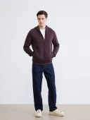 LCWAIKIKI Basic Mürdüm Kapüşonlu Erkek Fermuarlı Sweatshirt thumbnail 3