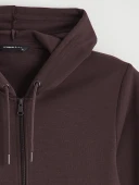 LCWAIKIKI Basic Mürdüm Kapüşonlu Erkek Fermuarlı Sweatshirt thumbnail 7