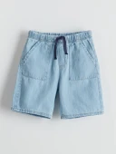 LCW Kids İndigo Beli Lastikli Basic Erkek Çocuk Jean Şort thumbnail 3