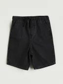 LCW Kids Gri Basic Cepli Erkek Çocuk Jean Şort thumbnail 1